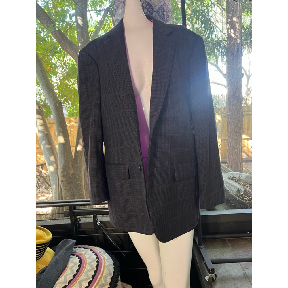Men's Joseph & Feiss Gold 40S Gray Blue Plaid Sport Coat